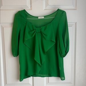 Luxe Vibrant Green Bow Blouse